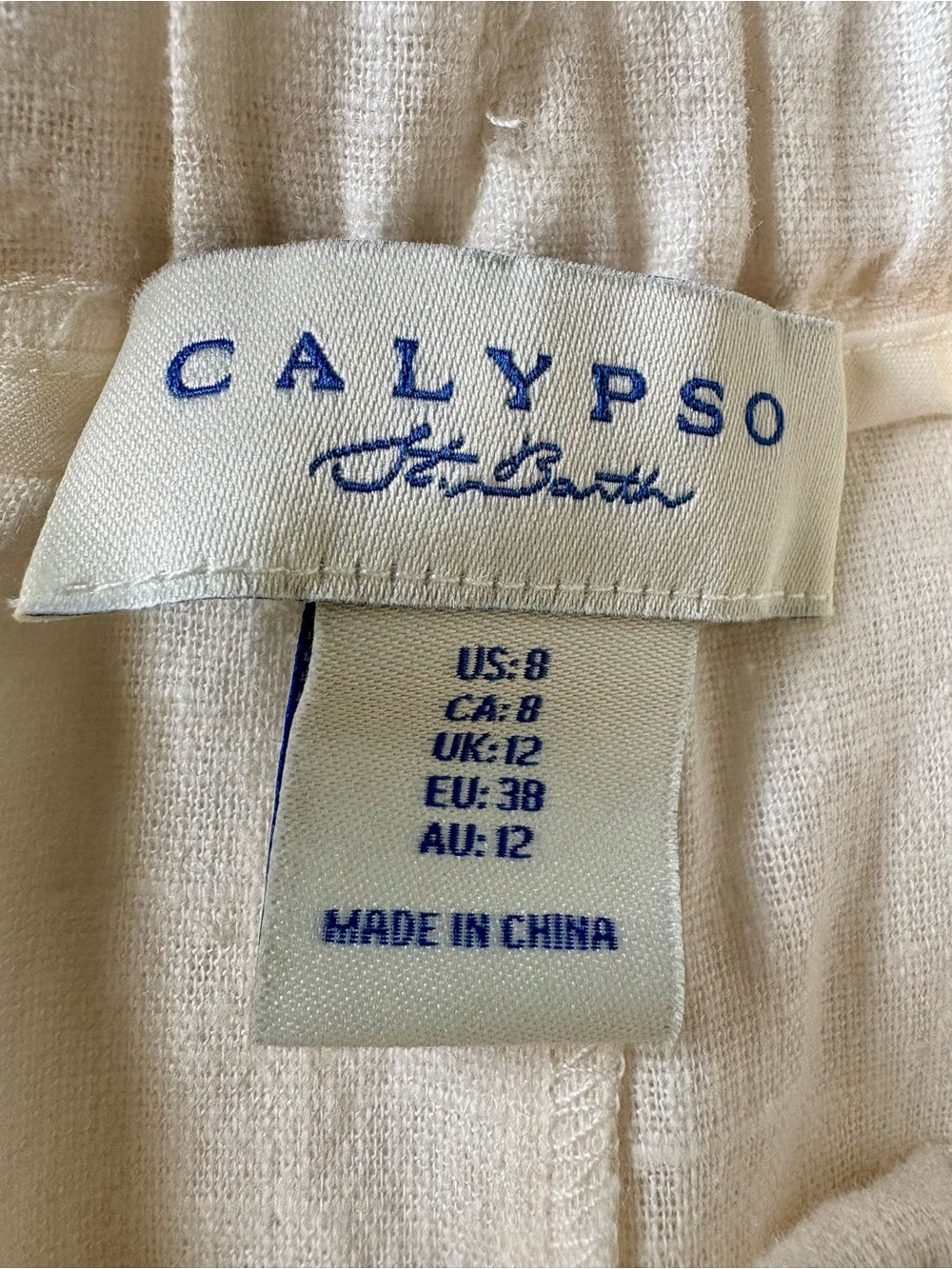 NWT Calypso St. Barth Linen Blend Wide Leg Pants White Red Whipstitch Size 8 - Picture 8 of 10